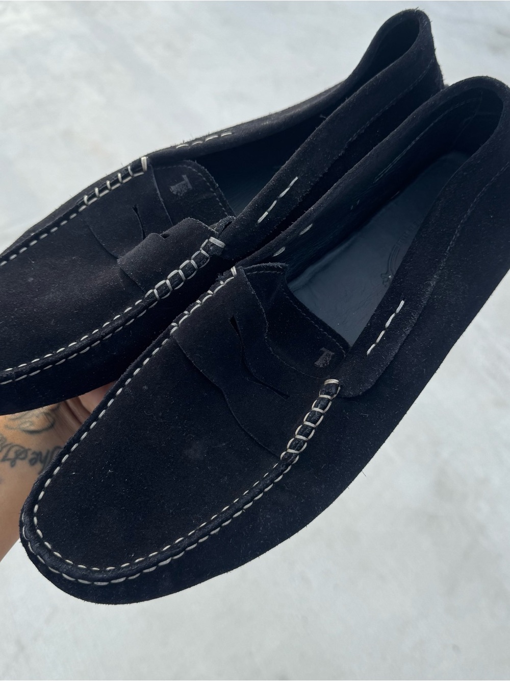100% AUTH Tod’s Men's Black Suede Loafers size 12